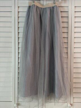 Elestory Adult Maxi/Twirly Tulle Skirt Gray/Silver - Size M